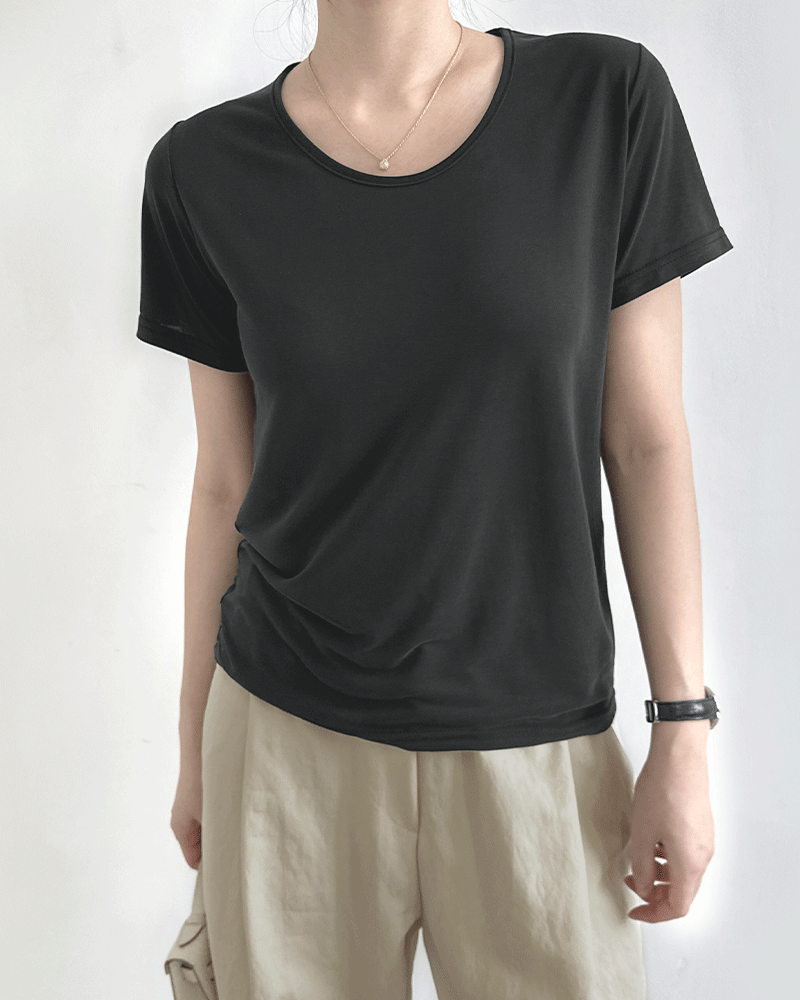 비니 모달 유넥 반소매 티셔츠
